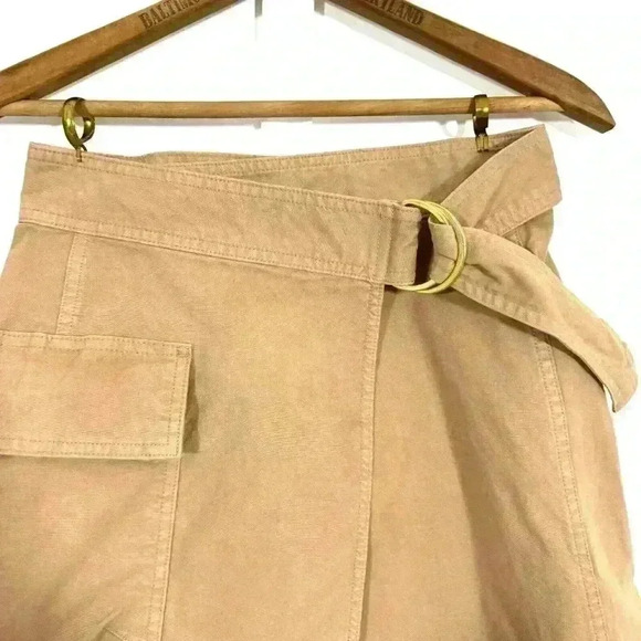 Banana Republic Afternoon Latte Beige Utility Wrap Cotton Belted Skirt,‎ size 0 - Picture 3 of 9